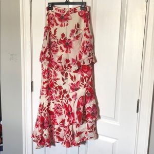 Intermix exclusive floral ruffle skirt